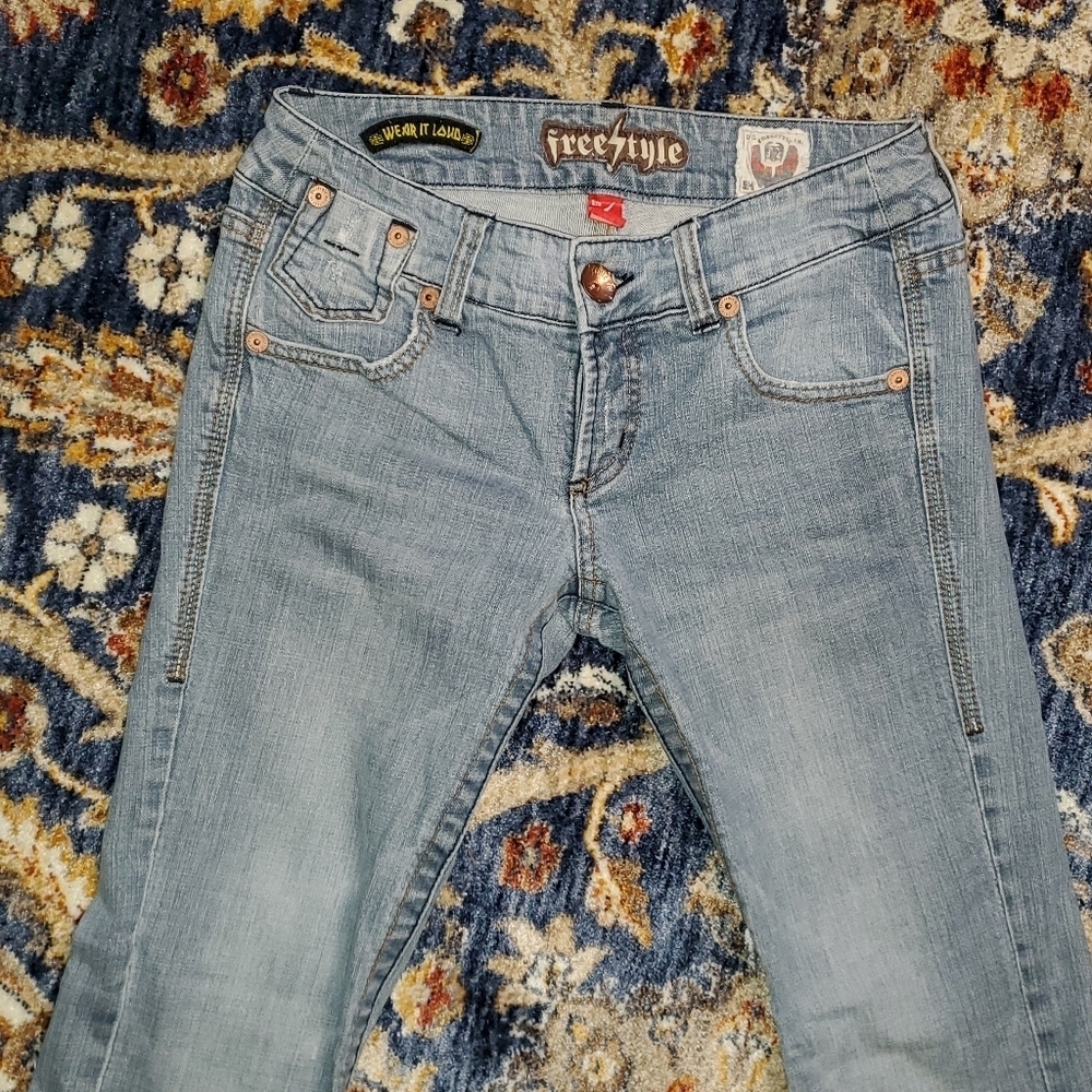 Freestyle Boot Cut Whisker Wash Jeans - Picture 2 of 11